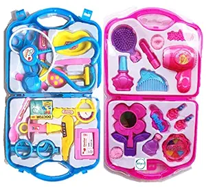 Akhand Combo Of Doctor Set And Beauty Set Toy For Kids- Multi Color
