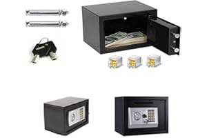 YOUSEAHOME 4.6L Electronic Digital Safe Box Security Fireproof Lock Box Home Hotel Security Money Safe with 2 Locking Bolts&2 Keys,Wall Mounted for Home Office Cash Jewelry Money Grey