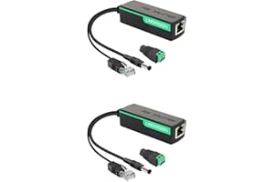 LINOVISION Divisor PoE con Salida CC 12 V 2 A, Divisor PoE 10/100 Mbps, IEEE802.3af/at PoE a Fuente de alimentación CC para cámaras de Seguridad, teléfono VoIP (Paquete de 2)