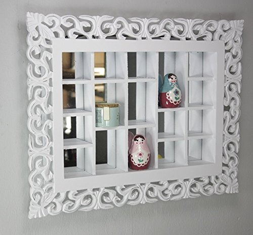 Espejo de rejilla blanco antiguo, estanterías conejera espejo pared d