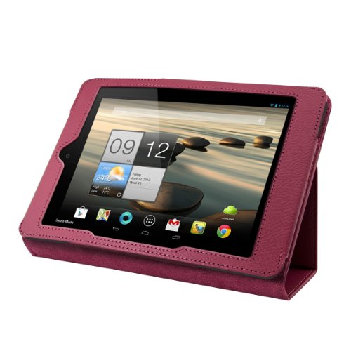 3in1 Set: kwmobile Hülle für Acer Iconia A1-810 / A1-811 – Tabletcover Slim Case Tablet Schutzhülle – Smart Cover Tabletcase Pink + Folie, kristallklar + Stylus, Weiß - 3