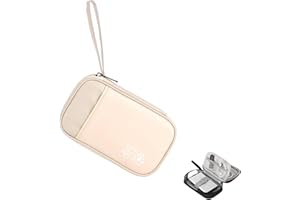 CRSUSUKJ Klein Kabel Organizer Tasche,Mini Elektronik Case,Elektronische Tasche Organizer universal travel Kabel Elektronik Zubehör Tasche Reise Organizer Case für Kabel,Multifunktional (Off-White)