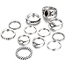 Produktbild Zolimx 12PCS Frauen Boho Kristall blumen Knöchel-Ring (Silber)