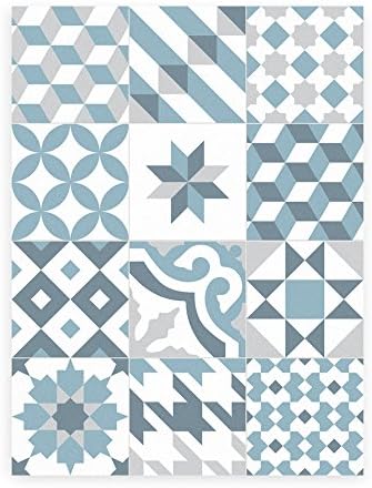 VINYL BATHROOM MAT / KITCHEN RUG. Waterproof, insulation and non-slip. Eclectic Blue 60x80cm or 23,6x31,5 inch. Very easy to clean with a mop. Made in Barcelona.