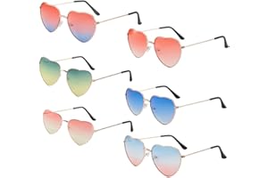 MEJOSER 6 Paare Brille Rosa Herz Hippie Brille Retro Hippie Brille Hippie Kostüm Brille Herren Damen Brille