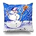 Produktbild Klotr Decorative Kissenbezug Bucket Artistic Snowman Birds Have Created December Watercolors Holidays Parks Branches Bright Broom Home Decor Pillowcase Square Size 18" x 18" Cushion Case