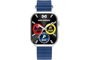 Mark Maddox HS2002-30 - Reloj Smartwatch Unisex Smartnow, Caja de Metal Plateado, Correa de Silicona Azul, Pantalla Táctil