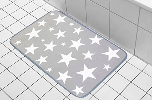 Preisvergleich Produktbild Badematten Stern Grau Badeteppich Badezimmer Badvorleger Badezimmertepich Matte