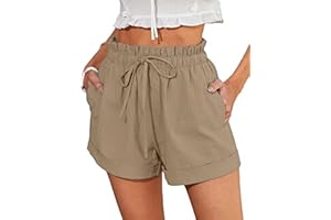 ABYOVRT Short Cargo pour Femme D'été Ample Taille Haute Elastique Pantalon Court Shorts et Bermudas Léger Casual AVCE Poches S-XXL