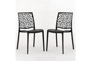 SIEDITI FUORI E DENTRO Sillas de resina moderna apilables de polipropileno con fibra de vidrio, para interior, cocina o comedor, exterior y jardín, sillas de restaurante y contract - Anna (2 Sillas, Antracita)