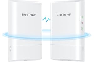 BrosTrend 5GHz 867Mbit/s WLAN Bridge Outdoor CPE, 1KM Langstrecken WiFi Bridge Point-to-Point, Plug & Play WLAN LAN Brücke mit Passiver PoE Adapter, IP65 Richtantenne LAN Brücke für PTP/PTMP, 2-Pack
