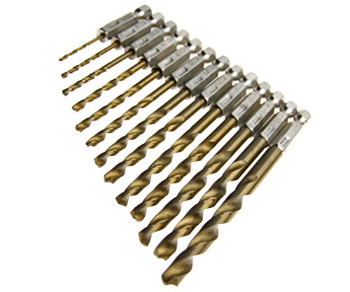 13x Sechskant Bitbohrer Set 1.5MM-6.5MM HSS Titanium f. Bithalter