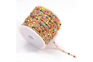 VIXDA 2 mètres Collier en Or chaîne en Acier Inoxydable coloré émail Perles chaînes en Vrac pour la Fabrication de Bijoux résultats de chaîne Composants Bricolage