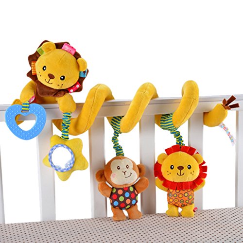 Happy Cherry Sonaglio a Spirale con Peluche, Giocattolo per stimolare la Crescita del Bambino, Giocattolo educativo con Animali, Ideale per Culla, Passeggino, Letto