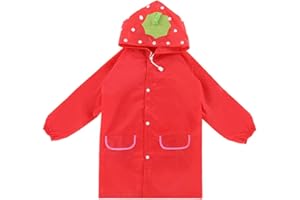 COYUN Imperméables pour Enfants Filles Manteau Pluie Toddler Vestes Léger Poncho de Pluie Mignon Réutilisable Vêtements de Pluie pour L'école Voyage Randonnée Cyclisme Extérieur 3-7 Ans,Rouge