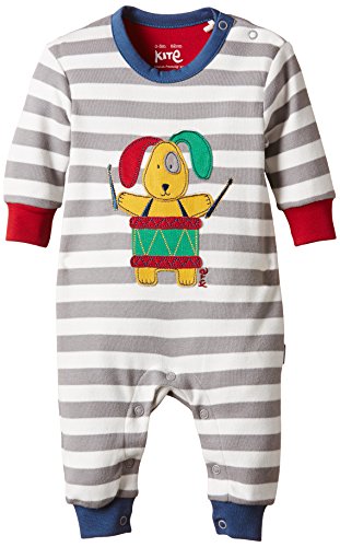 Kite Kids Baby-Boys Drumming Pup Striped Romper, Grey (Grey/Cream), 3-6 Months (Manufacturer Size:3-6 Months)