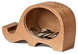 Spardose Sparbüchse Sparschwein Elefant aus Holz für Kinder (Mädchen und Jungen) und Erwachsene mit Verschluss und transparenten Fenster ;Geschenk für Weihnachten, Geburtstag, Hochzeit, Taufe