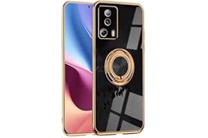 WBWONE Funda para Xiaomi 13 Lite/Mi 13 Lite 5G y Anillo Kickstand, Frontera de Oro Carcasa Protectora Antigolpes Suave TPU Anti-Choques Resistente a los Arañazos - Negro