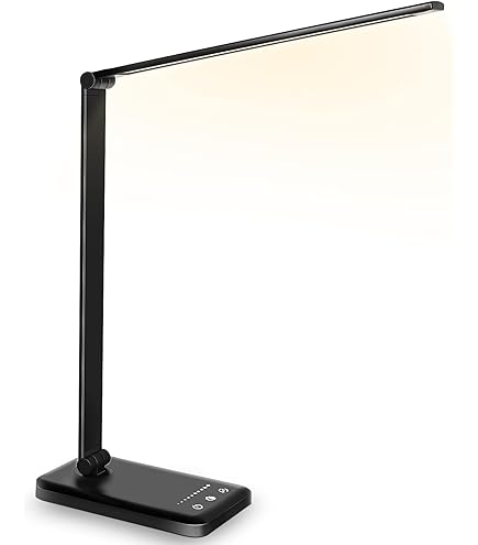 LQWELL LED Schreibtischlampe - 3 Farbtemperaturen & 9 Helligkeitsstufen Mit USB-Ladung