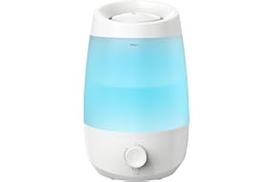 AROEVE Humidificateur d'air, 2,5L Humidificateur d'air Chambre, 250 ml/h, 25H Diffuseur d’Huiles Essentielles, Arrêt Automatique, 25 dB Silencieux pour Bébés et Plantes, Blanc