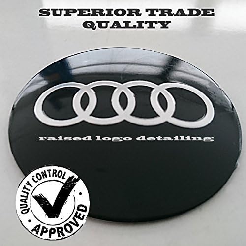 aftermarket decals ALLOY WHEEL CENTRE HUB CAP STICKER BADGE LOGO 64MM - STEEL PLATE - BLACK - SET OF 4 A1 A2 A3 A4 A5 A6