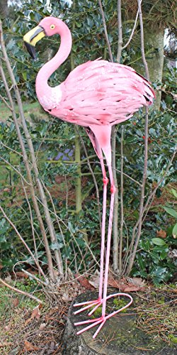 Dekofigur Flamingo Teichfigur Metallfigur Gartendeko Teich Fischteich - 4