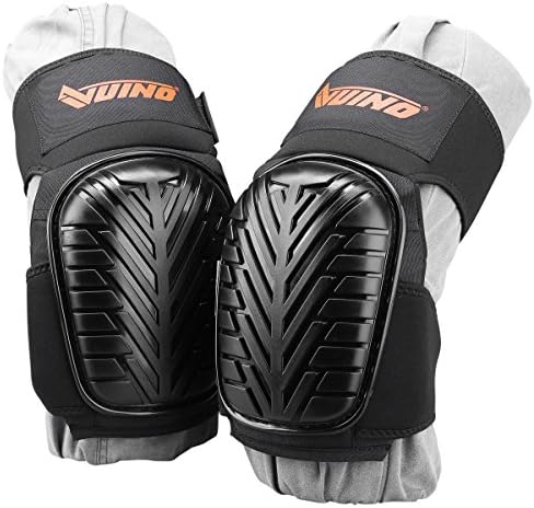 VUINO Professional Heavy Duty EVA Foam Padding Knee Pads with Comfortable Gel Cushion and Adjustable Straps for Working, Gardning, Cleaning, Flooring, Tiling and Construction (Black)