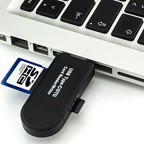Saxonia SD TF Kartenleser 3 in 1 OTG USB-A / Micro USB / USB-C Adapter Stick Card Reader Schwarz - 5