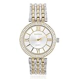 Armbanduhr, Filfeel Mode Frauen Metall Strass Elektronische Bewegung Uhren Einstellbare Band Zubehör(Silver&Gold)