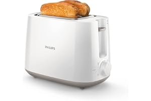 PHILIPS Toster - 2 duże regulowane otwory, 8 poziomów opiekania, Funkcja podgrzewania i rozmrażania, Wyjmowana tacka na okruszki, Kompaktowa konstrukcja, Biały (HD2581/00)