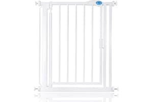 Bettacare Auto Close Stair Gate, 68.5cm - 75cm, White, Narrow, Narrow Pressure Fit Safety Gate, Baby Gate, Safety Barrier for Doors Hallways and Spaces, Easy Installation
