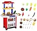 Produktbild Shinehalo 33pcs Küche Spielzeug Rollenspiel Kochen Lebensmittel mit Echtem Wasser, Licht und Soundeffekt Elektronische Spielset Geschenke für Kinder - Rot