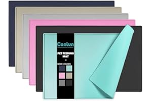 Conlun Tappetino alimenti Cani/Gatti, Tappetino in Gomma Siliconica, Design Antiscivolo, Bordo Rialzato per Evitare Fuoriuscite di Acqua o cibo, Lavabile in Lavastoviglie, Facile da Pulire