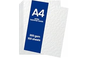 3 Ace Crafts 100 Sheets of A4 White Card Hammered 300gsm, A4 Thick Paper for School Arts and Craft, Printing Sheet, Card Making, Wedding Invitations, Christmas, Birthday Cards, Drawing & Crafting