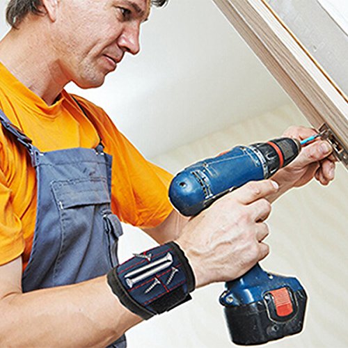 Latinaric Blau 39×5 cm Nylon Abeiter Atmungsaktiv Magnetarmband für Schrauben Nägel Bolzen - 5