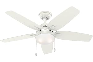 HUNTER FAN HUNTER VENTILATOR Arcot, 117 cm, Innen-Deckenventilator mit Beleuchtung/Zugschalter, Gehäuse: frisches Weiß, 5 umkehrbare Flügel in frischem Weiß/gebleichter grauer Kiefer, Sommer/Winter, Mod. 50647