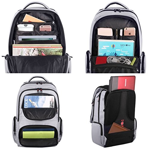 Norsens Notebook Laptop Rucksack 17 Zoll Gepolstert Wasserdichter Business Rucksack Damen Silber - 3