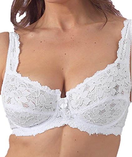 Daniel Axel Ladies Black & White Under Wired Lace Bra - DD - 40 - Whites