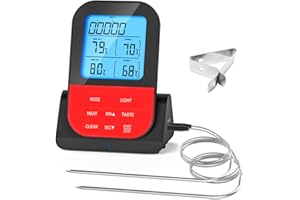 ANCLLO z podwójną sondą termometr cyfrowy Bezprzewodowy programowalny miernik temperatury Wodoodporny termometr do gotowania grilla