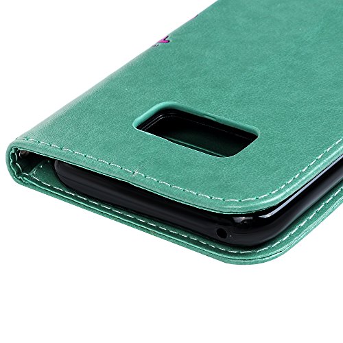 Lanveni Samsung Galaxy S8 Hülle, Handyhülle für Samsung Galaxy S8 Flip Case Cover PU Lederhülle Schutzhülle Magnetverschluss Ledertasche mit Stander Function Brieftasche Card Slot Handy Tasche mit Bunte Schmetterling Cover Design (Mintgrün)+ 1 x Stylus Pen + 1 x Staubdichte Stecker - 6