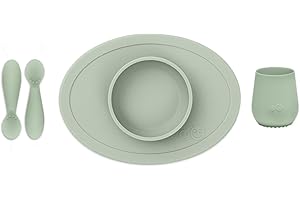 ezpz Tiny Lebensmittel-Set, Salbei, 4+ Monate (Tiny Bowl, Becher, Löffel)