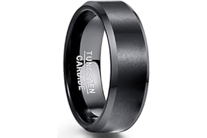 NUNCAD Ring Silber/Schwarz/Vergoldet aus Wolfram 4mm / 6mm / 8mm Gebürstet Größe 52 bis 70