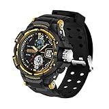 Easy Go Shopping 5319 Kleine Größe LED Luminous Display & Stoppuhr & Alarm & Datum und Woche Funktion Herren Quarz + Digital Dual Bewegung Armbanduhr mit Kunststoff Band, Gold