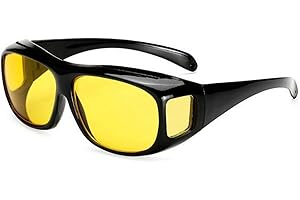 DOMICUBES Night Vision Glasses, Night Driving Over Glasses Computer Glasses Yellow Tinted HD Anti Glare Night Driving Glasses Scratch Resistant Wrap Around Sun Glasses for Men Women Driving