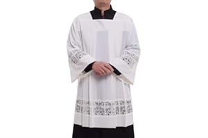 BLESSUME catholique Plissé Dentelle Surplis Liturgique Cotta Vêtement