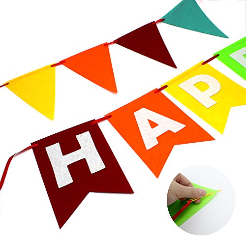 JUSLIN Geburtstag Party Dekoration Banner Wimpelkette und 8 Stück farbige Seidenpapier pompons Blumenball für Geburtstag Party Dekoration - 4