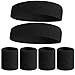 Produktbild Chie no fukuro 6 Stück Gestreifte Schweißbänder Set, Enthält 2 Stück Sport Stirnband und 4 Stück Armbänder Schweißbänder Bunte Baumwolle Gestreiften Schweißband Set für Männer und Damen