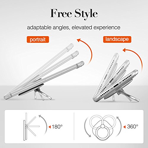 ESR  2 Unidades  Anillo para el M  vil con Soporte  Soporte para Tel  fono  Giratorio de 360    de Metal Soporte Anillo M  vil para iPhone 7  6s Plus 6  SE Samsung Galaxy  Xiaomi  Huawei  BQ  Negro  Oro Rosa 