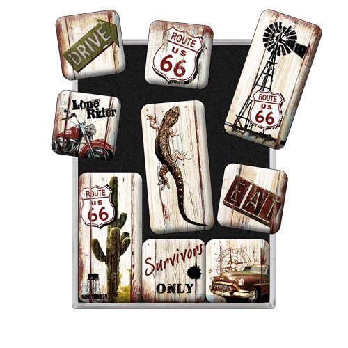 Nostalgic-Art 83049 US Highways Route 66 Desert Survivor, Magnet-Set, 9-teilig - 2