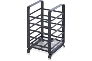 MGE WORLD MGE - Contenitore Portaposate/Scolaposate in Metallo Cromato - Portautensili da Cucina - Contenitore Organizzatore Portaposate - Nero